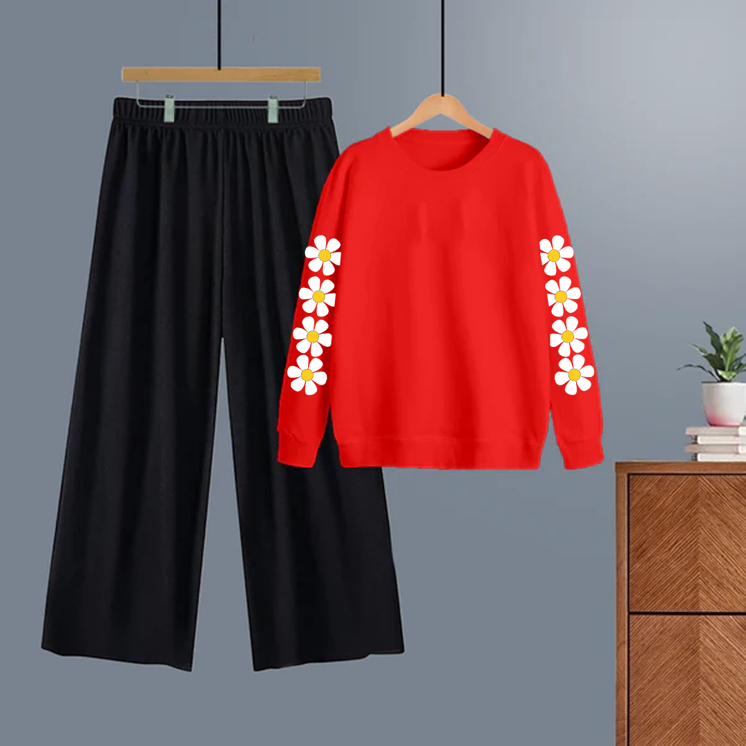 Winter tracksuit daisy sleeves sweatshirt with free size flapper