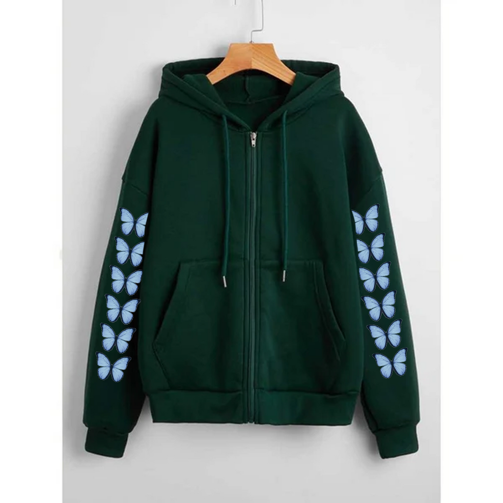 Butterfly sleeves zipper hoodie