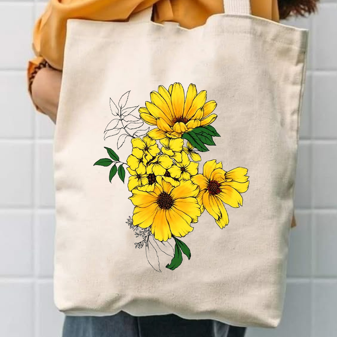 Sunflower canvas tote bag