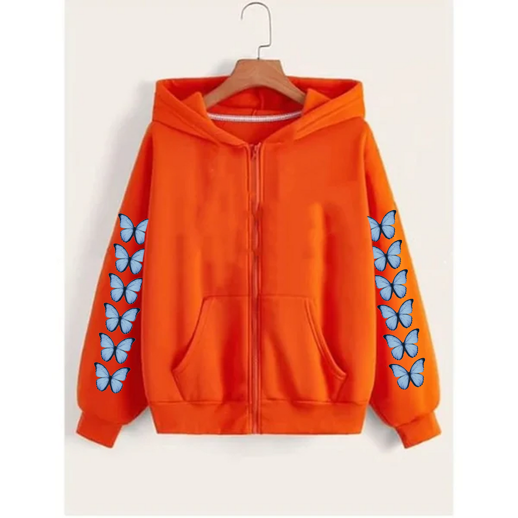Butterfly sleeves zipper hoodie