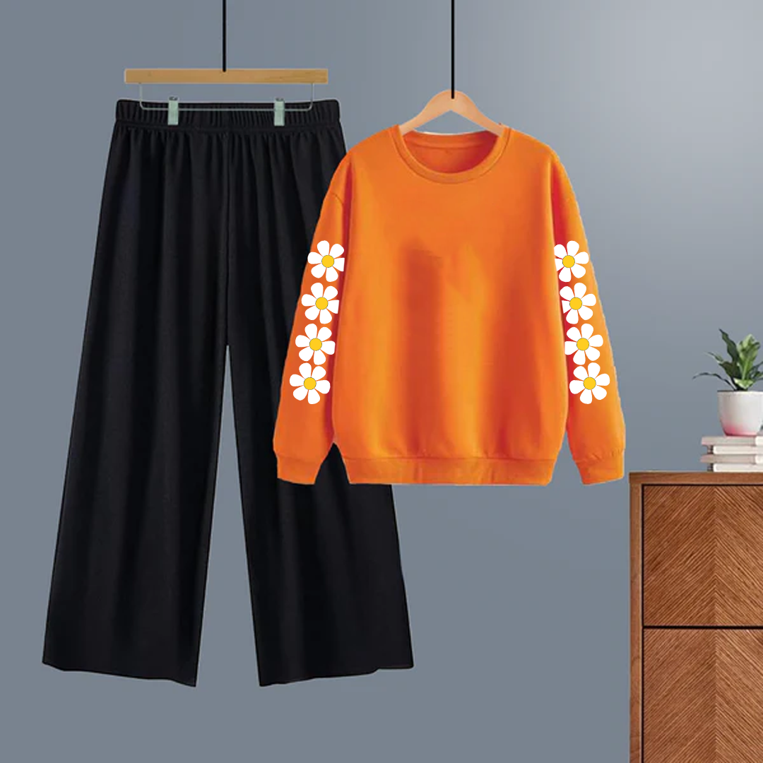 Winter tracksuit daisy sleeves sweatshirt with free size flapper