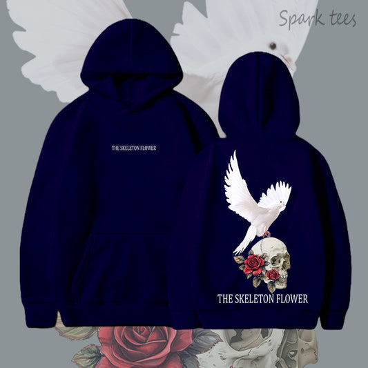 Skeleton Flower Behind Printed Hoodie