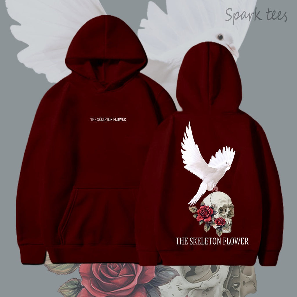 Skeleton Flower Behind Printed Hoodie