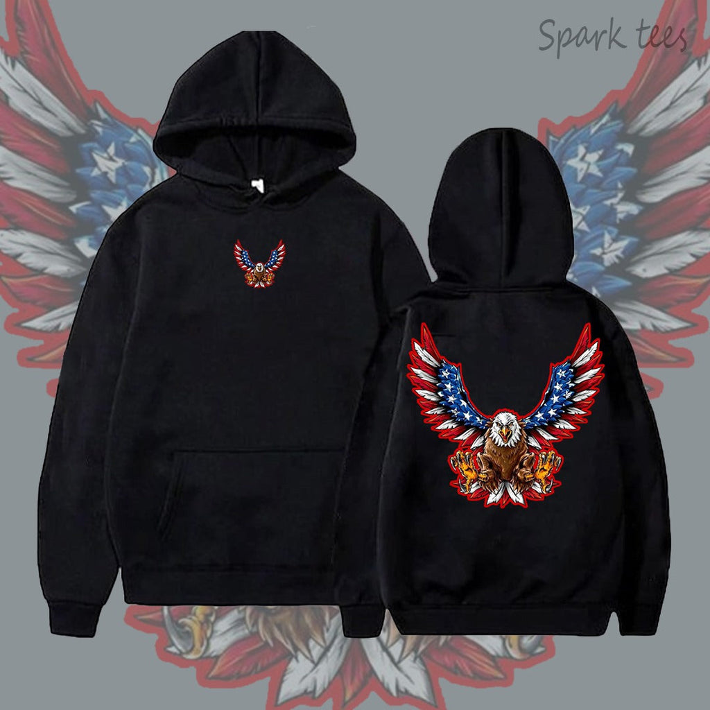 Eagle Behind Printed Hoodie