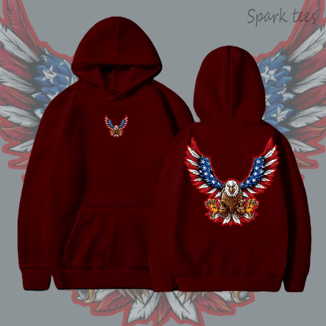 Eagle Behind Printed Hoodie