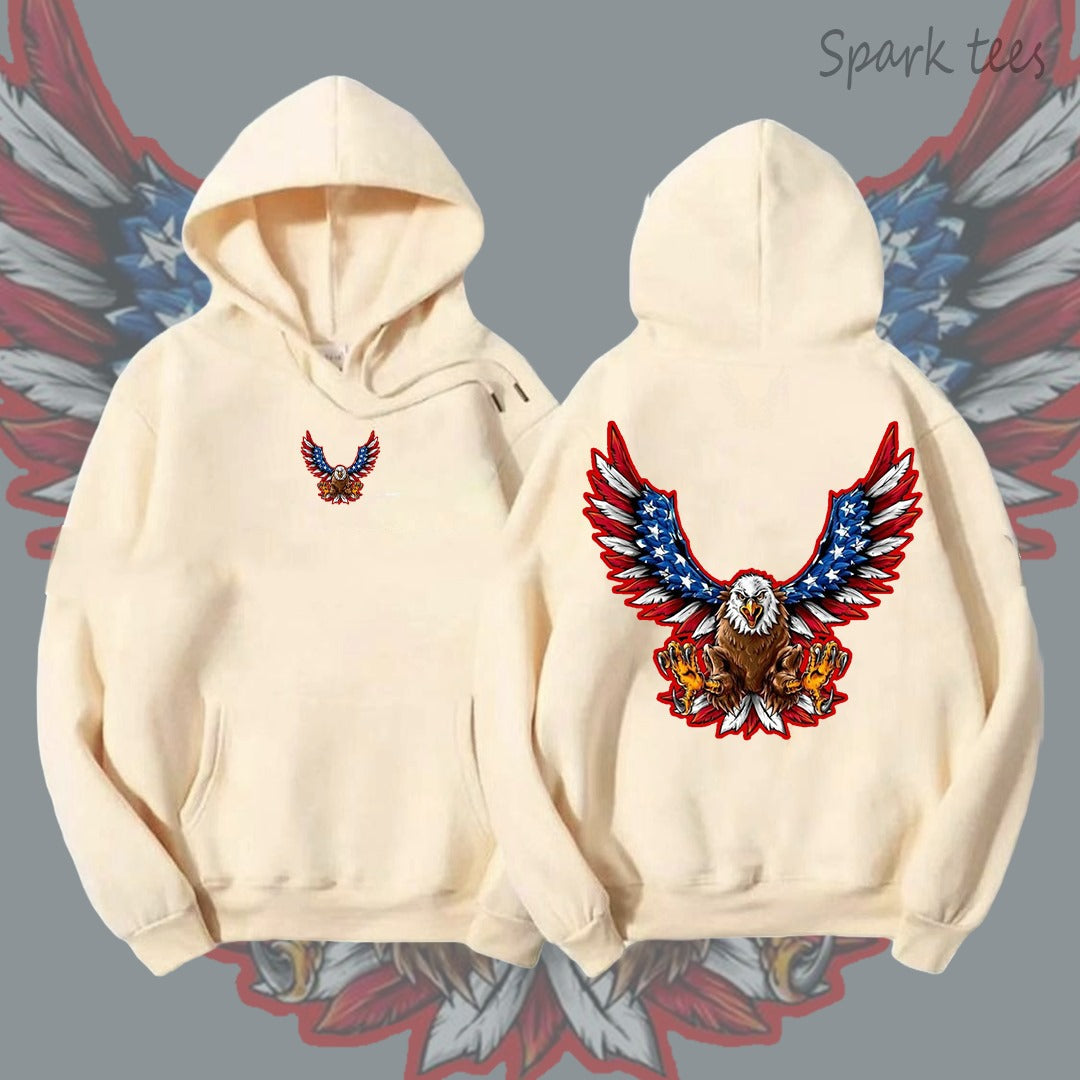 Eagle Behind Printed Hoodie