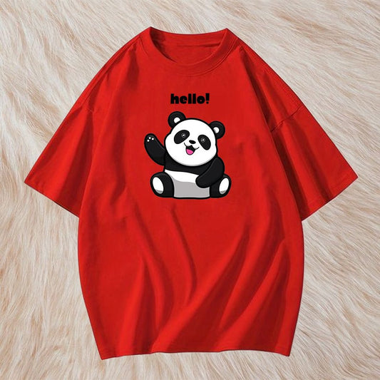 Hello Panda Printed Women's tshirt