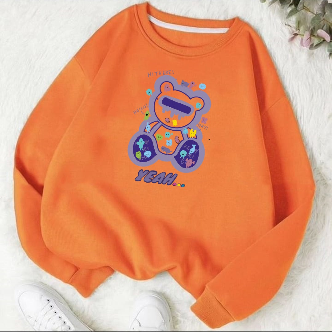Yeah purple outline bear Fleece Sweat Shirt