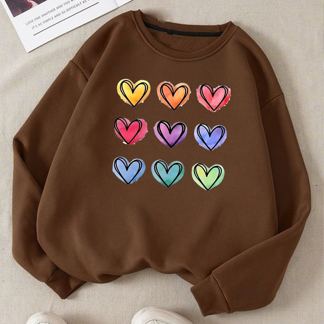 Colourful hearts Fleece Sweat Shirt