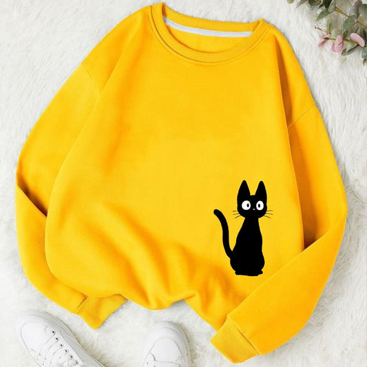 black cat Fleece Sweat Shirt