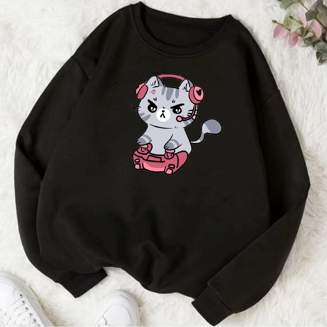 Gamer cat Fleece Sweat Shirt