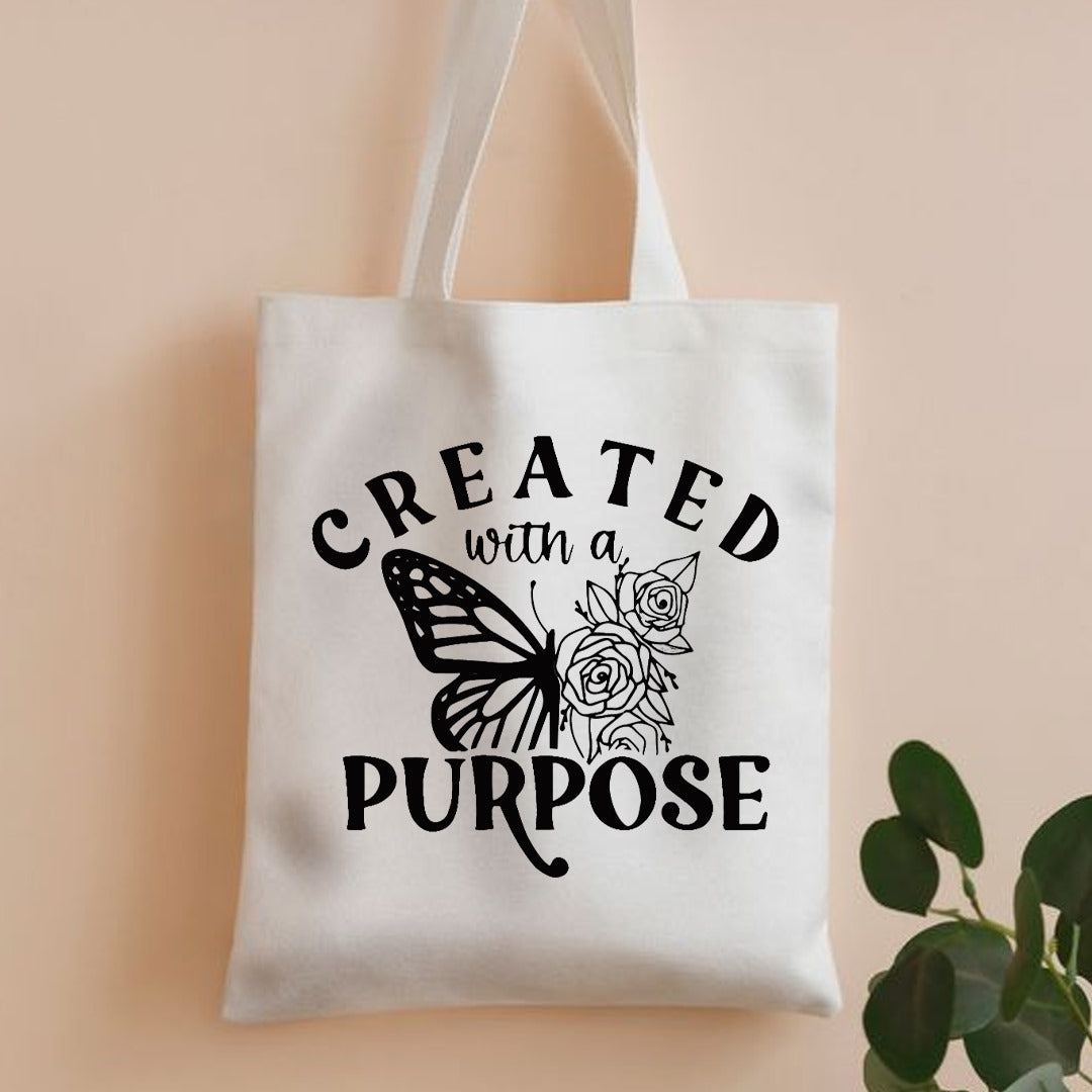 Created with a purpose canvas tote bag