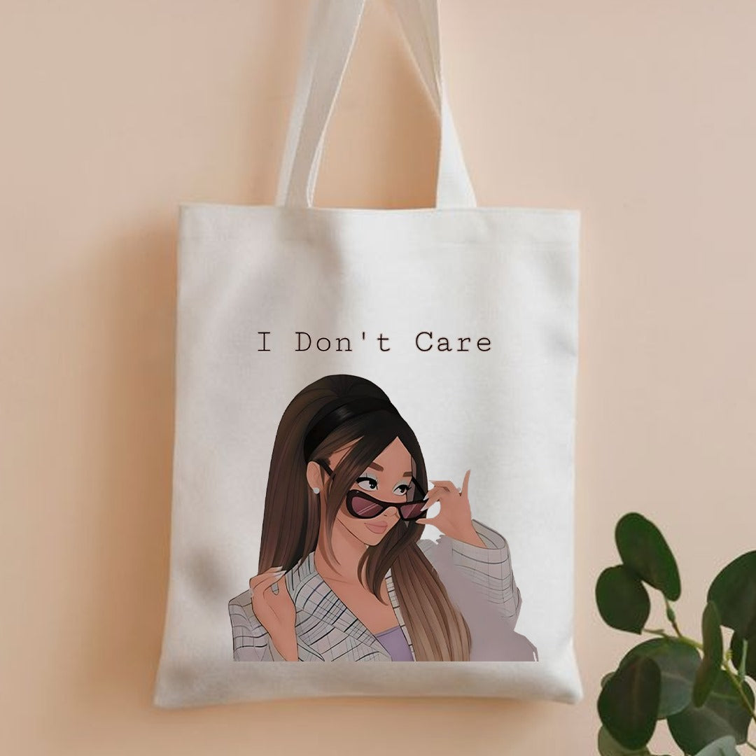 I dont care canvas tote bag