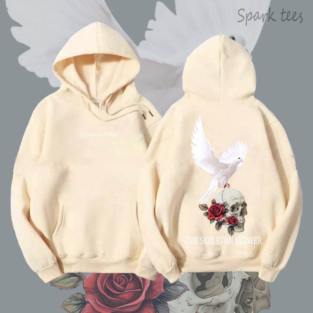 Skeleton Flower Behind Printed Hoodie