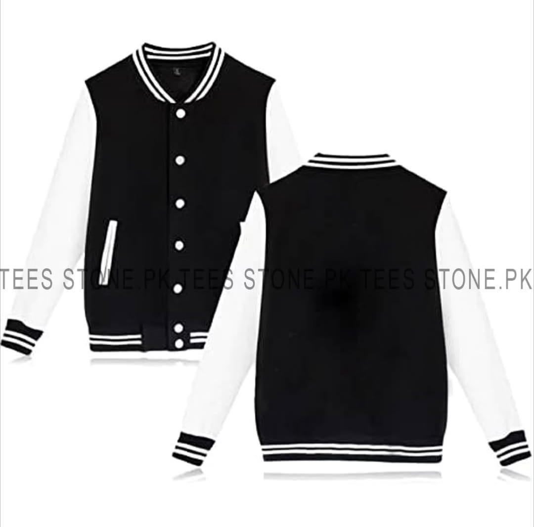 Women's Button Down Baseball Varsity Bomber Jacket Black