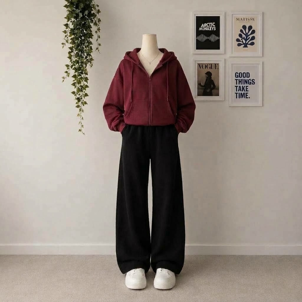 Maroon Zipper With Black Flapper