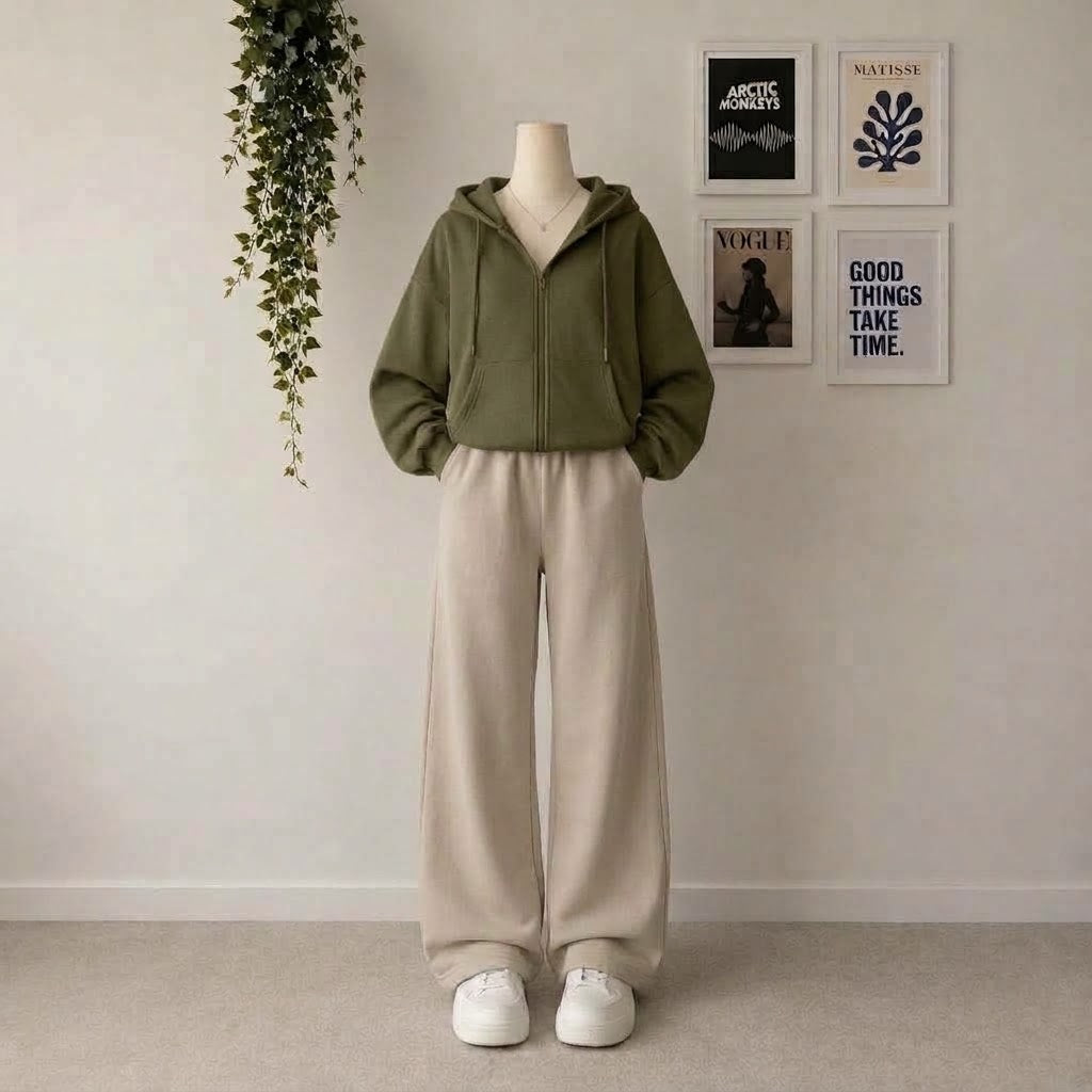 Olive Zipper With Beige Flapper