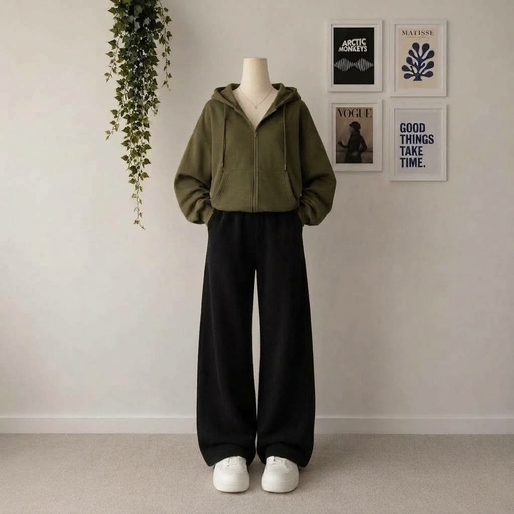Olive Zipper With Black Flapper