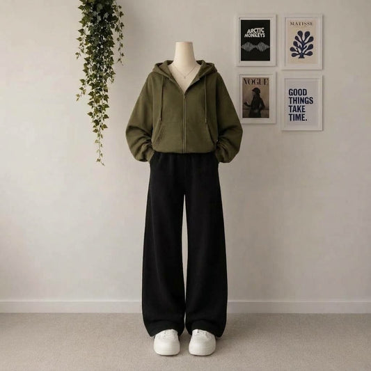 Olive Zipper With Black Flapper