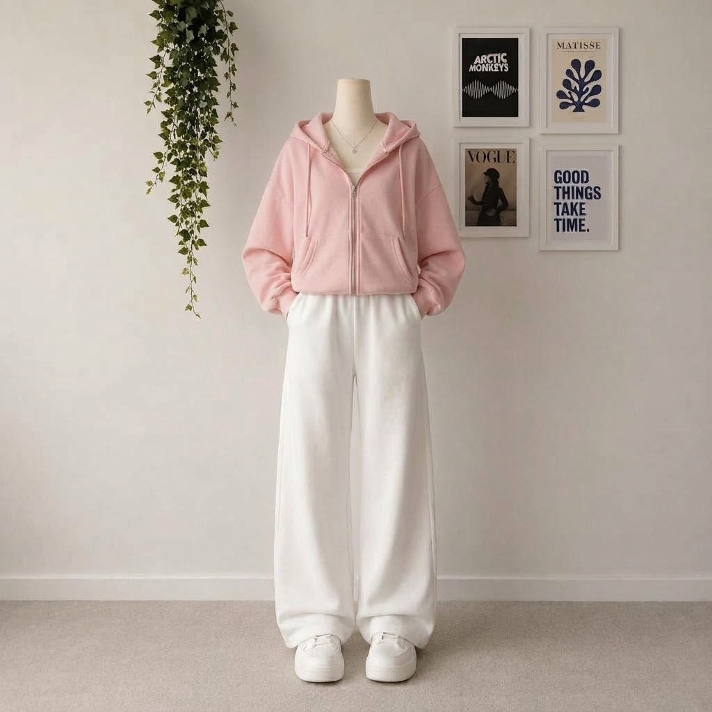 Pink Zipper With White Flapper