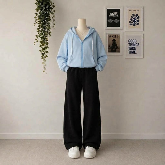 Sky Blue Zipper With Black Flapper