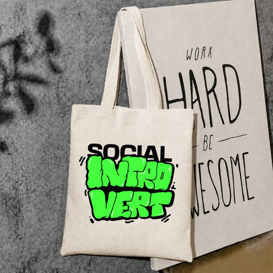Social introvert canvas tote bag
