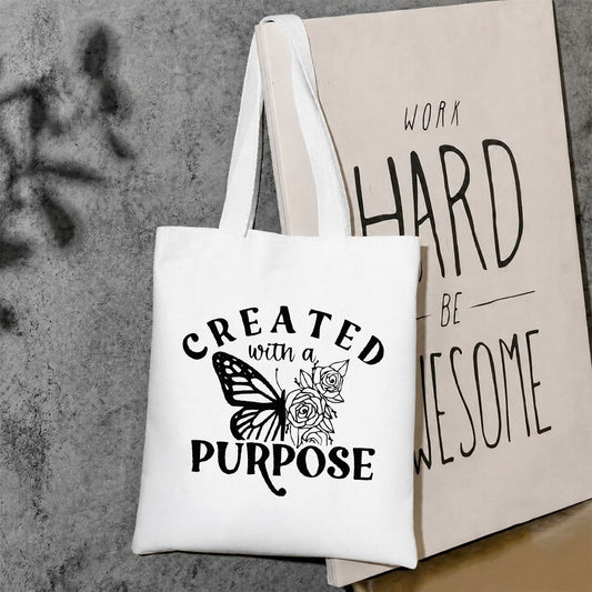 Created with a purpose canvas tote bag