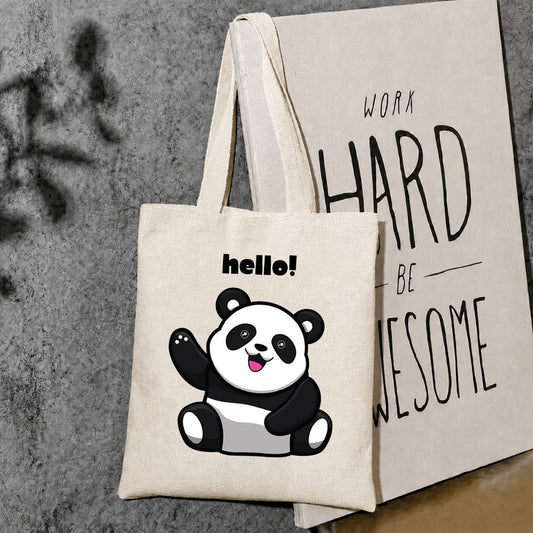 Hello panda canvas tote bag