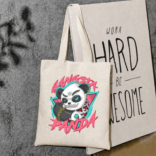 Gangsta panda canvas tote bag