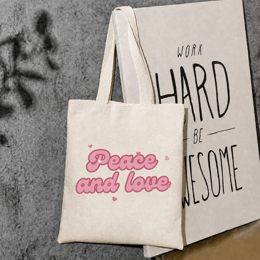 Peace and love tote bag