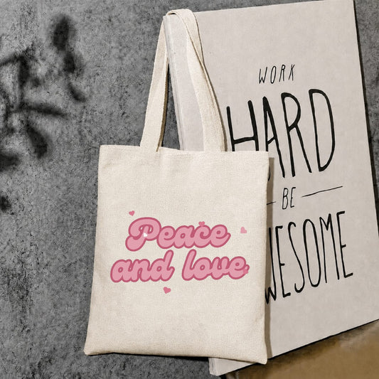 Peace and love tote bag
