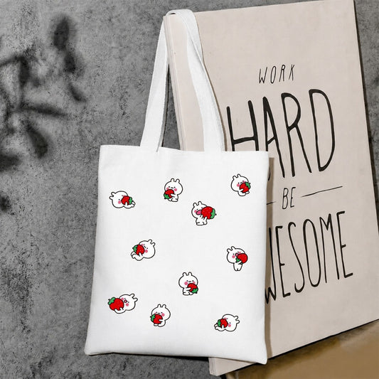 Rabbit pattern canvas tote bag