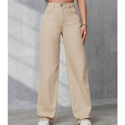 Beige Wide Leg Jeans