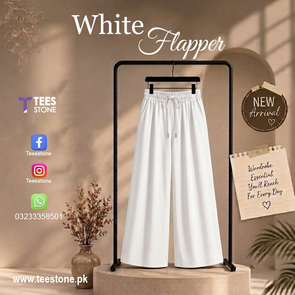 White Wide Leg Flapper