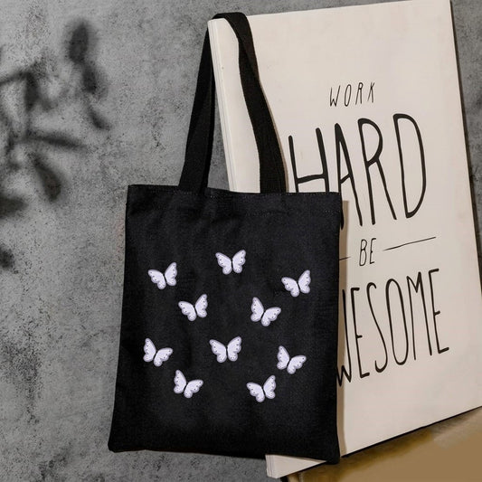 Butterfly pattern canvas tote bag