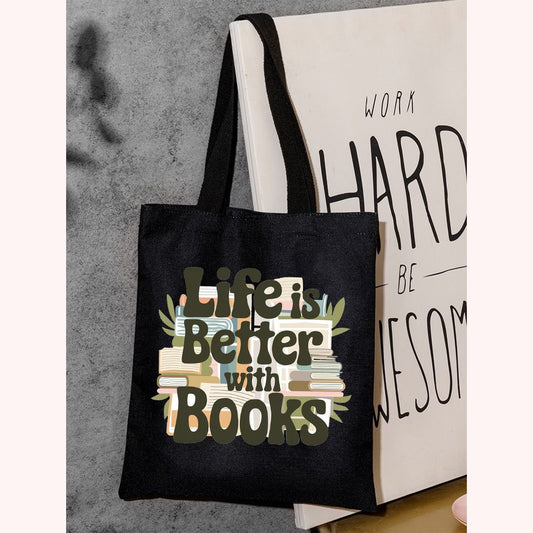 Life is Better With Books Printed Tote Bag