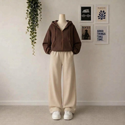 Brown Zipper With Beige Flapper