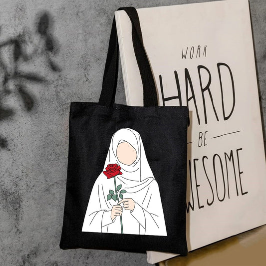 White hijab girl tote bag
