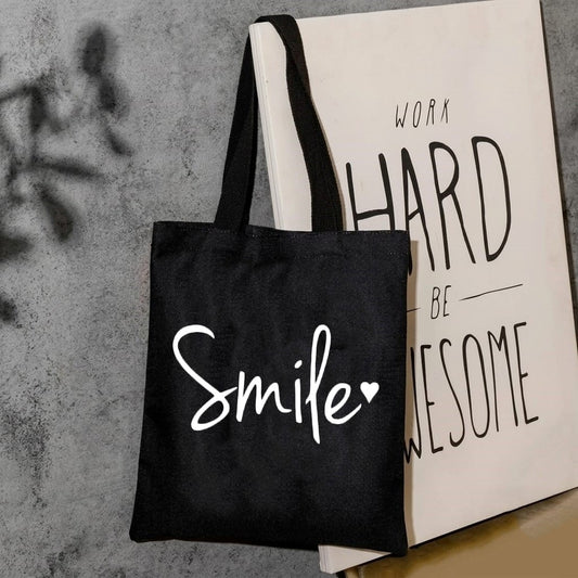 Smile canvas tote bag
