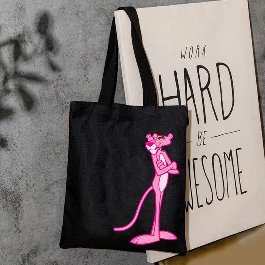 Pink panther canvas tote bag