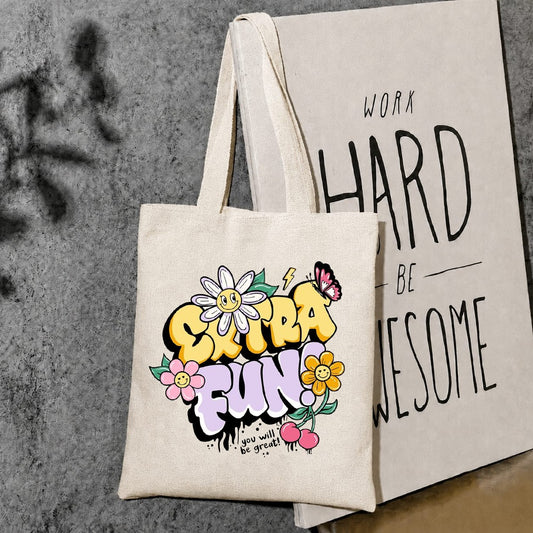 Extra fun canvas tote bag