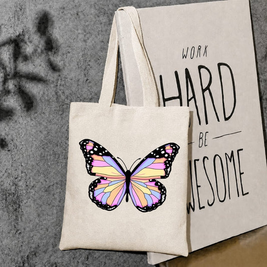 Colourful butterfly canvas tote bag