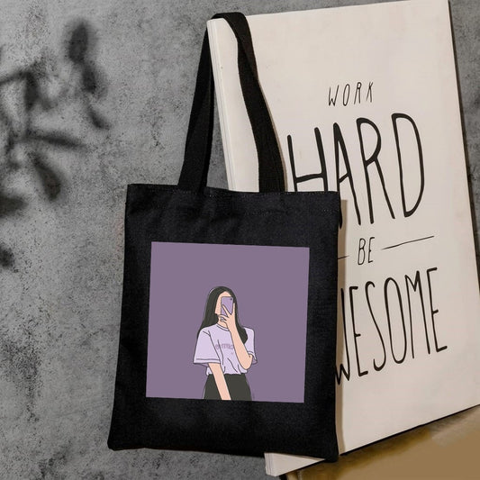 Asthetic purple canvas tote bag