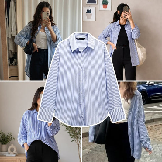 Sky Blue Striped Button Down Shirt