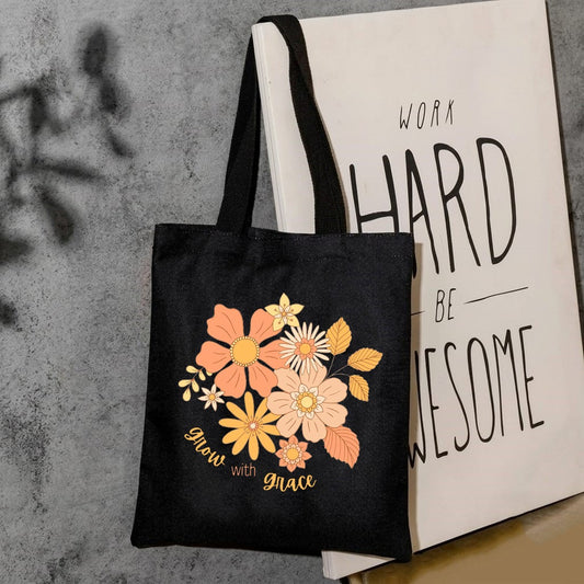 Grow with grace canvas tote bag