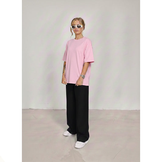 Oversized Pink Tee With Black Flapper