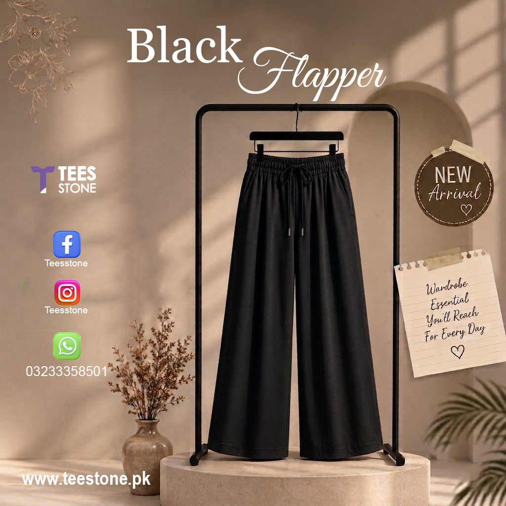 Black Wide Leg Flapper
