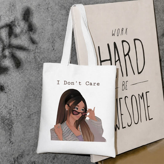 I dont care canvas tote bag
