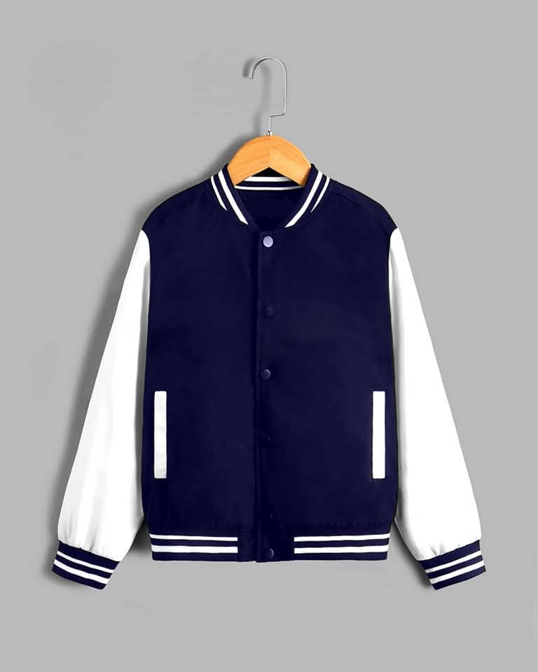 Women's Button Down Baseball Varsity Bomber Jacket Blue
