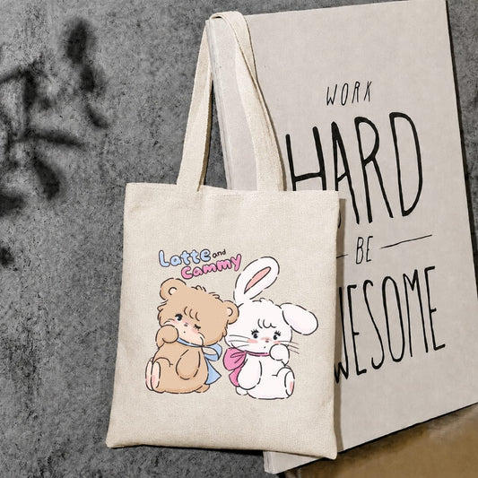 Latte and cammy canvas tote bag